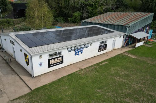 Solar panels on the roof of Whitehead Sport and Social Club.