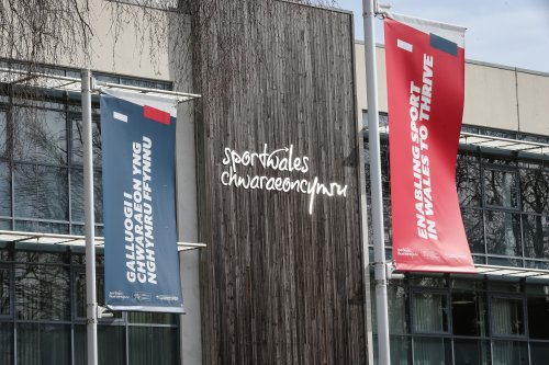 The Sport Wales sign on the front of the national centre building