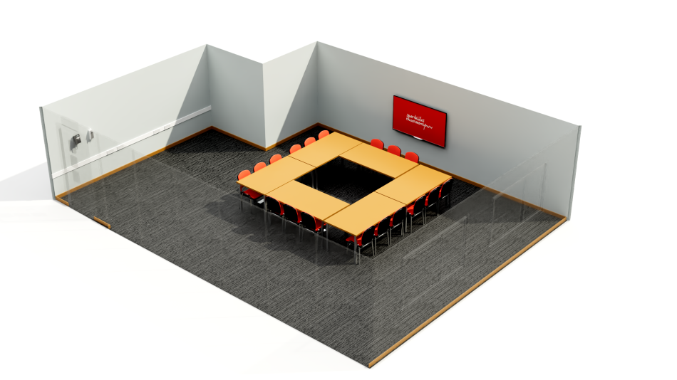 Bute 1 set up in boardroom layout