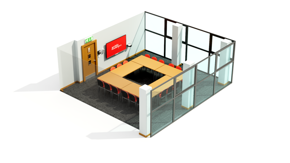 Taff 2 set up in boardroom layout